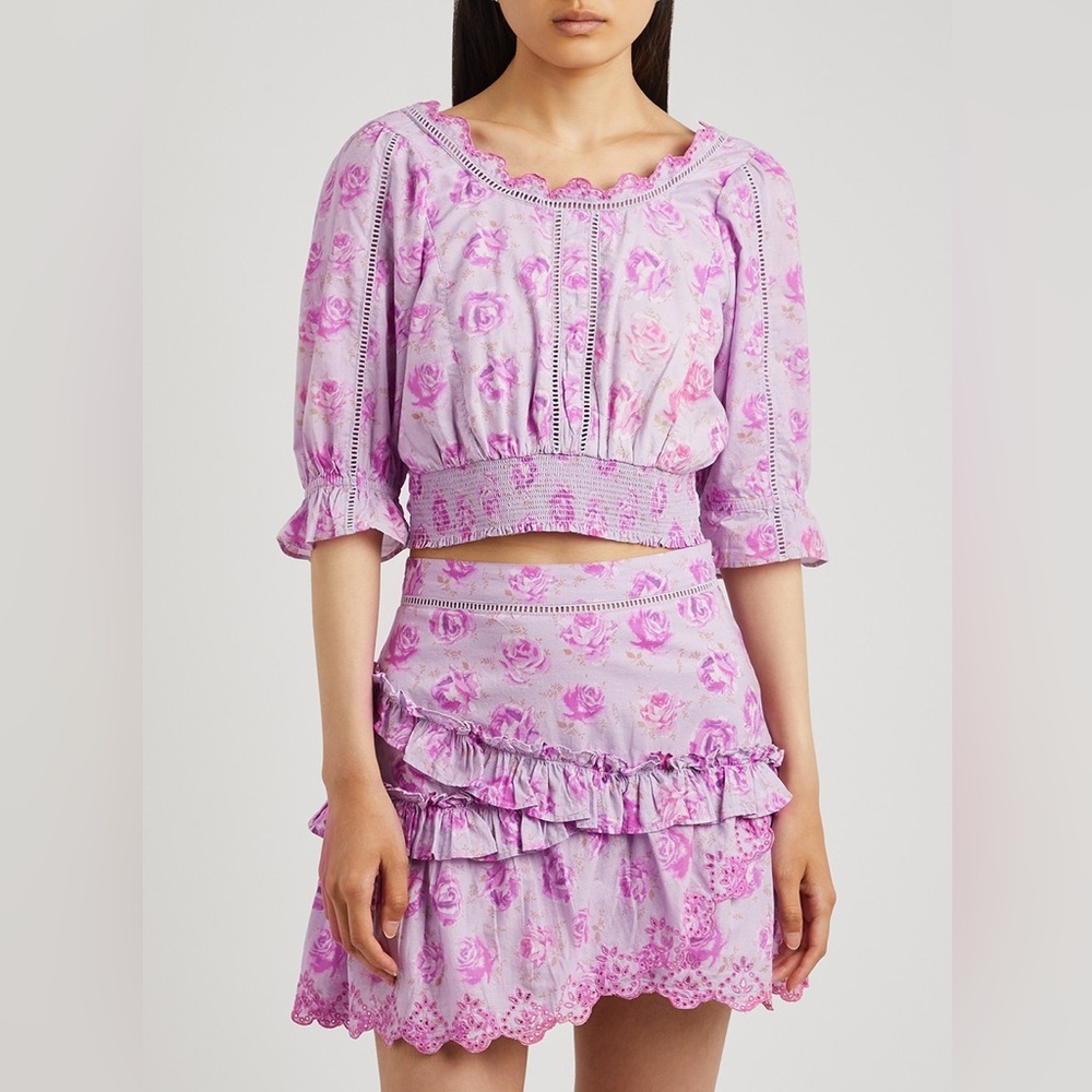 🩷NWT LoveShackFancy Karsten Crop Top – Lilac Fusion – Size M